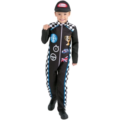 Afbeelding van Smiffys Racing Driver Kinder Kostuum Kids tm 9 jaar Zwart