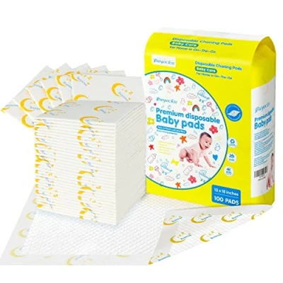 Afbeelding van 100 stuks wegwerp luieronderleggers voor baby&#039;s, snel absorberend, zacht, ademend, waterdicht, lekvrij, 33 x 45,7 cm