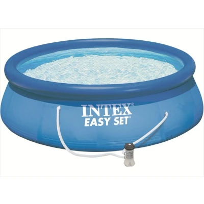 Afbeelding van Intex Zwembad Easy Set Ø 396 x 84 cm Opblaasbaar Blauw Met Filterpomp 3 Laags PVC Opzettijd: 10 30 min Rond Vermogen pomp: 2271 l/u