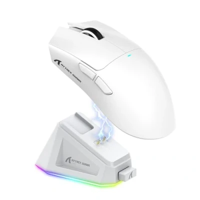 Image de ATTACK SHARK X11 Gaming Mouse with Magnetic Charging Dock, PixArt PAW3311 Sensor, BT/2.4G Wireless/Wired Mouse, 22000 DPI, Office Mice Gamer for Win11/Xbox/PS/Mac (White)