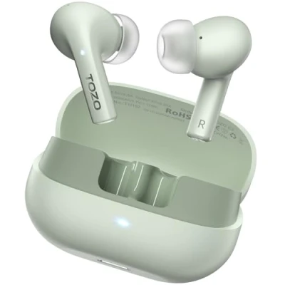 Afbeelding van TOZO E2 Bluetooth hoofdtelefoon APP 32 EQs, 5.3 hoofdtelefoon, 10 mm, krachtige bas, uur afspelen, 2 microfoons heldere oproepen, comfortabele pasvorm, groen