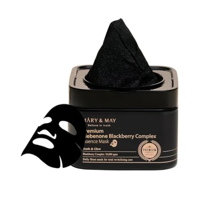 Afbeelding van Mary&amp;May Idebenone Blackberry Complex Essence Mask 30 vellen