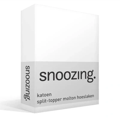 Afbeelding van Snoozing Molton Split topper Lits jumeaux Hoeslaken Katoen 180x200 cm Wit