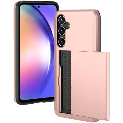 Afbeelding van iMoshion Hoesje Geschikt voor Samsung Galaxy A55 Ruimte 2 pasjes Backcover met pasjeshouder Rosé Goud