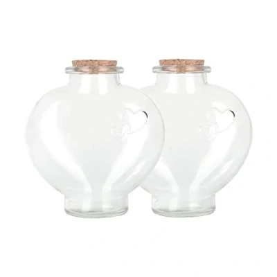 Afbeelding van Magic Season Decoratieve glazen flessen met kurksluiting (355 ml in hartvorm/2 stuks)