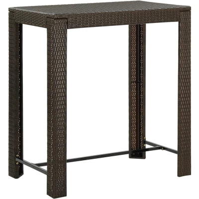 Afbeelding van Tuinbartafel 100x60,5x110,5 cm poly rattan bruin