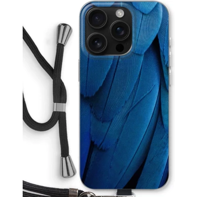 Afbeelding van Case Company® hoesje met Koord geschikt voor iPhone 16 Pro Pauw Telefoonhoesje Zwart Bescherming aan alle Kanten en Over de Schermrand