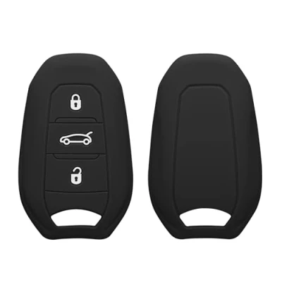 Afbeelding van kwmobile autosleutel hoesje geschikt voor Peugeot Citroen 3 knops Smartkey (alleen Keyless Go) hoes TPU behuizing Beschermende auto sleutel case Sleuteletui in mat zwart