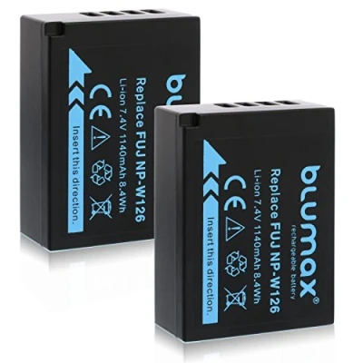 Afbeelding van Blumax 2 stuks batterijen voor Fujifilm NP W126 W126s 1140mAh compatibel met X T1 T2 T10 T20 Pro2 en andere E1 E2 M1 A1 A2 Pro1 ES2 A3 HS50EXR