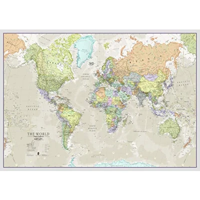 Afbeelding van Maps International Wereldkaart in klassieke stijl poster gelamineerd 118,9 (B) x 84,1 (H) cm