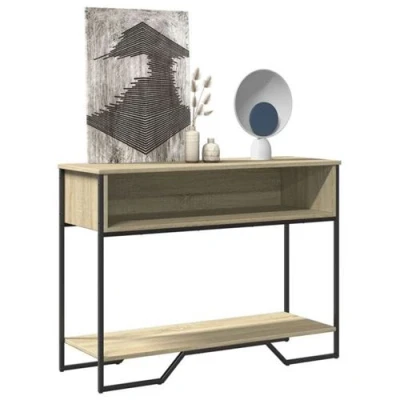 Afbeelding van Wandtafel 100x35x74,5 cm bewerkt hout sonoma eikenkleurig