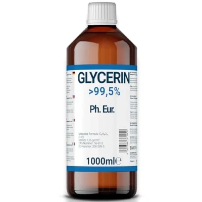 Afbeelding van 1000 ml glycerine (1,25 kg) in farmaceutische kwaliteit &gt; 99,5% zuiver plantaardig E422