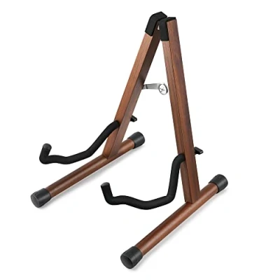 Image de Donner support de guitare en bois, sol pour électrique acoustique, pliable réglable basse, violoncelle, mandoline, banjo, ukulélé