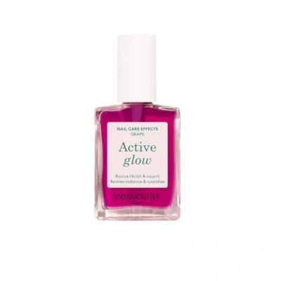 Afbeelding van Manucurist Active Glow™ Grape (Lila) Bio Source Repair Care Nagellak: Zoete Amandel, Druivenextracten, Voedende &amp; Glanzende Nagellak, Transparant Lila