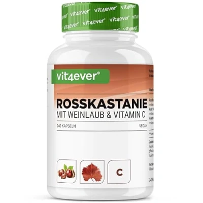 Afbeelding van Extrait de Marron d&#039;Inde 240 gélules Hautement dosé avec 1330 mg d&#039;extrait par portion journalière feuilles vigne &amp; vitamine C d&#039;acérola Sans additif indésirable, végétal