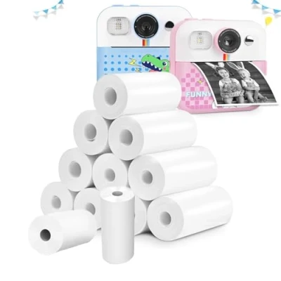 Afbeelding van Strehknewen Lot de 12 rouleaux papier thermique Pour appareil photo Sans BPA appareils d&#039;enfants, mini imprimantes et instantanés 57 mm x 30 6 m