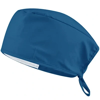 Afbeelding van B well Stoffen muts voor verpleegster, tandarts, apotheker, dierenarts, medisch personeel, Caribisch blauw, één maat