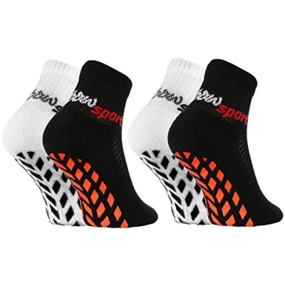 Afbeelding van Rainbow Socks Sportsokken voor meisjes, jongens, antislip, 2 x wit/zwart