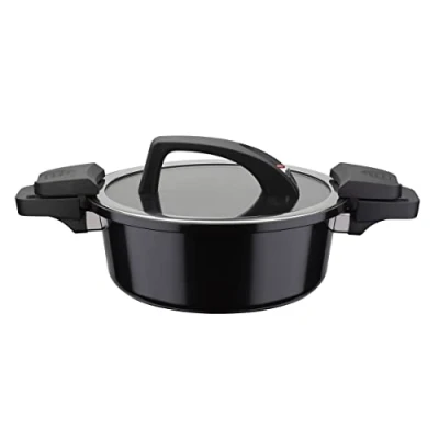 Afbeelding van Lagedrukpan GSW 24 cm 4 L Gesmeed aluminium Inductie Zwart