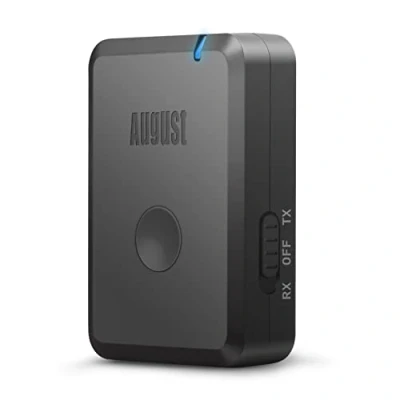 Afbeelding van August MR260 Bluetooth zender/ontvanger, 2 in 1, audio adapter 3,5 mm/RCA, lage latentie en draadloos, voor tv, hifi installatie, auto, hoofdtelefoon, oplaadbare batterij 13 uur, zwart