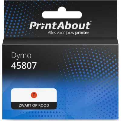 Afbeelding van Huismerk Dymo 45807 (S0720870) Tape Zwart op rood (19 mm)