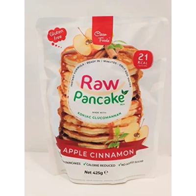 Afbeelding van CleanFoods Raw Pancakes Pannenkoek, appel, kaneel, 425 g, Konjac Glucomannan, slechts 45 kcal per 100 bereiding in 2 minuten