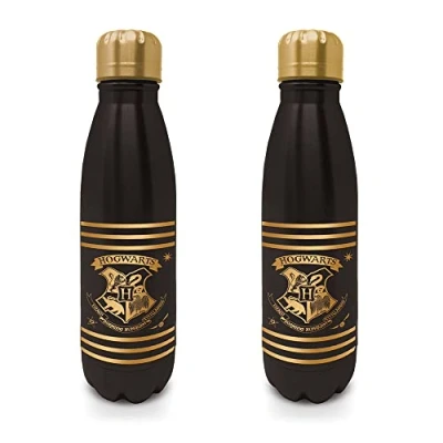 Image de Pyramid International Bouteille de voyage en métal Harry Potter avec blason Poudlard et rayures 540 ml Produit officiel
