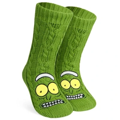 Afbeelding van RICK AND MORTY Pluizige sokken voor mannen en tieners, zachte warme met antislip pads, eenheidsmaat, cadeaus mannen, Lichtgroen