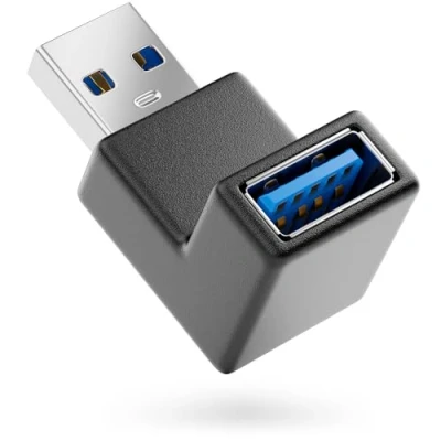 Afbeelding van deleyCON USB 3.0 hoekadapter adapter hoek 90 een man A dames compatibel met alle kabels