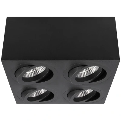 Afbeelding van Yphix Palermo Opbouwspot Vierkant 4 Lichtpunten Kantelbaar 160x160mm Zwart LEDdirect.nl