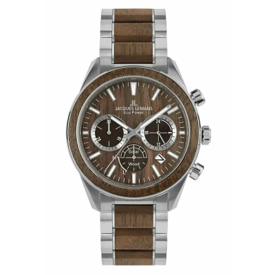 Afbeelding van Jacques Lemans Lithiumionen AKKU Chronograaf, Heren, Maat: One Size, Hellbraun, silber