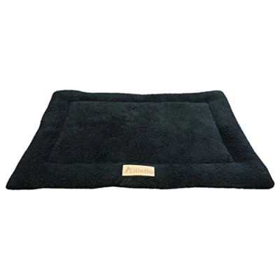 Afbeelding van Ellie Bo Bedmat van sherpa fleece, zwart, geschikt voor kooien en kratten 76,2 cm