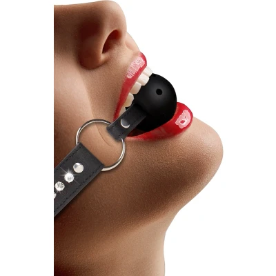 Afbeelding van Shots Ouch! Ball Gag met Gaten en Diamanten black