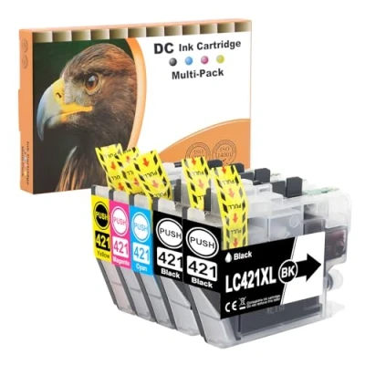 Afbeelding van D&amp;C 5 stuks LC421XL inktcartridges compatibel met Brother LC421 XL voor DCP J1050DW MFC J1010DW J1140DW (zwart, cyaan, magenta, geel)
