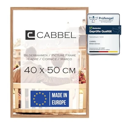 Afbeelding van CABBEL Fotolijst 40 x 50 cm, eiken, stabiele mdf houten lijst, onbreekbaar plexiglas, om op te hangen en neer zetten, ideaal voor foto&#039;s/afbeeldingen/collage