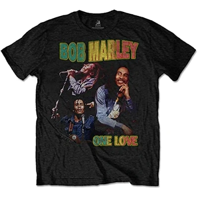 Afbeelding van Bob Marley One Love Homage Heren T shirt L Zwart