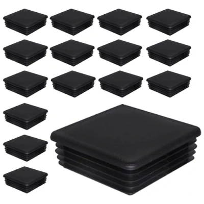 Afbeelding van SKIR&#039;CO (16 stuks) vierkante kunststof pluggen 80 x mm, matte buisuiteinden, buisinzetstukken, hekpaalpluggen, zwart RAL 9005