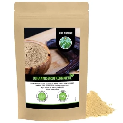 Afbeelding van Johannesbroodgom (250 g), licht johannesbroodpoeder geschikt als zetmeel, volledig natuurlijk en veganistisch, zacht gedroogd gemalen,