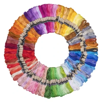 Image de Noa Home Deco Fil à Broder Embroidery Floss, 100 Couleurs kit pour Bracelets Brésiliens, Loisirs Créatifs, Point de Croix, 8m, 6 brins, a Coudre Threads