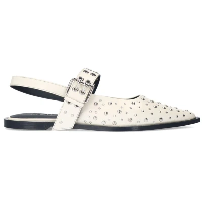 Afbeelding van Sacha Dames Off white leren slingbacks met studs en gesp Maat 36