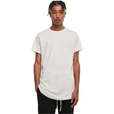 Image de Urban Classics T shirt long pour homme Couleur unie Coupe longue Disponible dans de nombreuses couleurs Tailles XS à 5XL, Gris clair, S