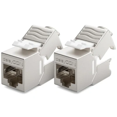 Afbeelding van deleyCON 2 x CAT6a MINI Keystone Jack Module Patchkabel Netwerkkabel Connector 30 mm (3 cm) Lange afscherming STP RJ45 Netwerkstekker Patchpaneel Ondersteuning voor Extension