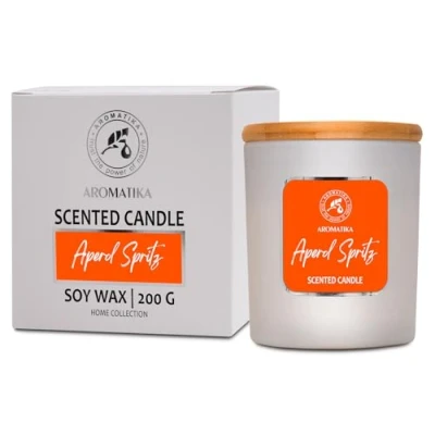 Afbeelding van Aperol Spritz geurkaars 200 g voor thuis aromatherapie kaars frisse geur luchtverfrisser sojawaskaars glazen idee verjaardag, Kerstmis
