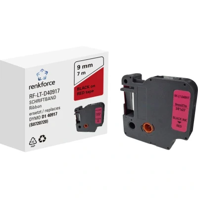 Afbeelding van Labeltape Renkforce RF LT D40917 Compatibel vervangt DYMO D1 40917 9 mm Tapekleur: Rood Tekstkleur: Zwart 7 m