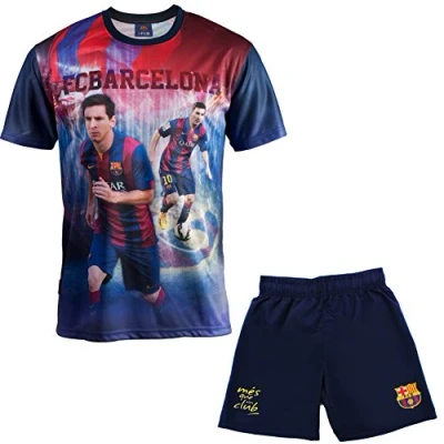 Afbeelding van Fc Barcelone Barça shirt + shorts set Lionel Messi officiële collectie, kindermaat jongens, Blauw