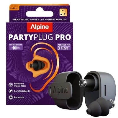 Afbeelding van Alpine PartyPlug Pro Oordoppen voor Feesten &amp; Festivals Nieuw Verbeterd 21dB Hi Fi Gehoorbescherming Muziek Concerten Professionele Kwaliteit, Voorkom Gehoorschade Zwart