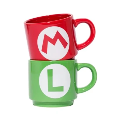 Afbeelding van Super Mario (Mario Luigi Initialen) Stapelbare Mokken Set