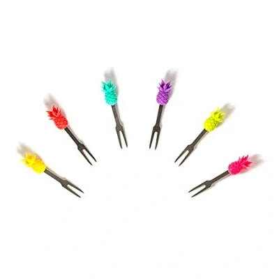 Afbeelding van Legami Set van 6 voorgerechten, herbruikbaar, duurzaam, geschikt voor vingervoeding, 1,7 x 7,5 cm, ananas thema