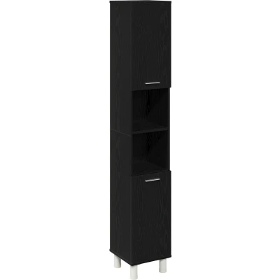 Afbeelding van vidaXL Badkamerkast Zwart eiken Engineered wood 30x30x179,5 cm Opslag