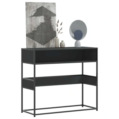 Afbeelding van vidaXL Wandtafel 90x35x80 cm bewerkt hout zwart